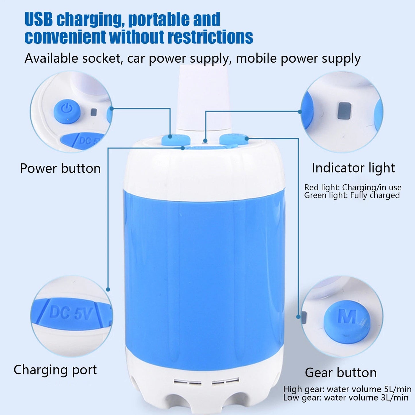 Portable Shower Electric Shower 5000mAh